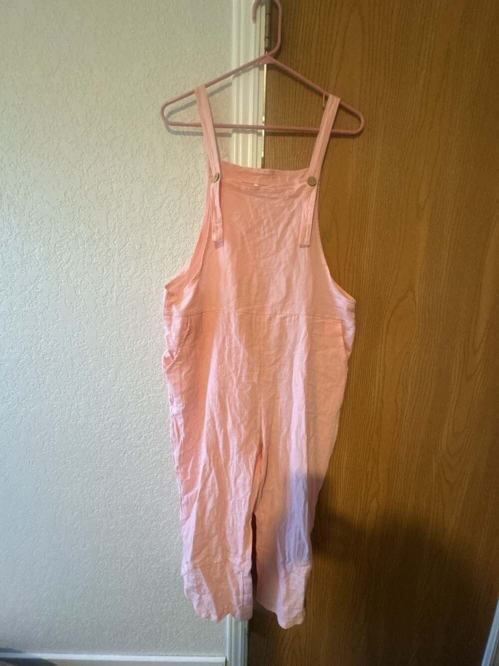 Zenana Pastel Pink Wide-Leg Linen Blend Overalls